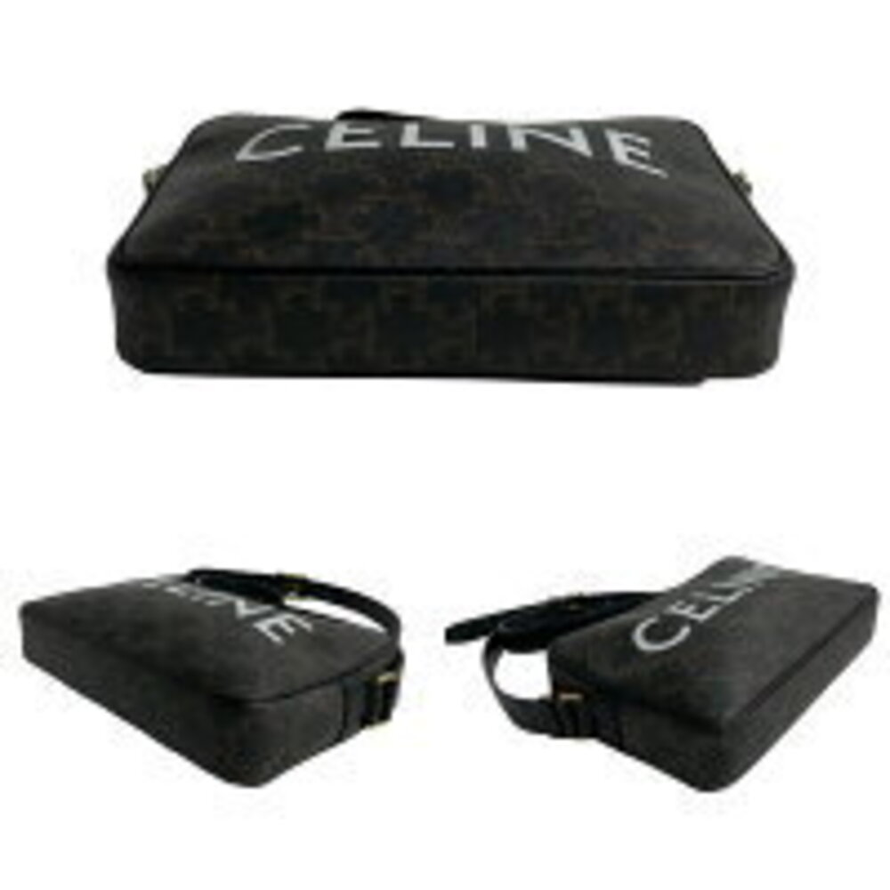 Celine Triomphe Messenger Bag Leather Shoulder Pochette Black - Picture 6 of 8